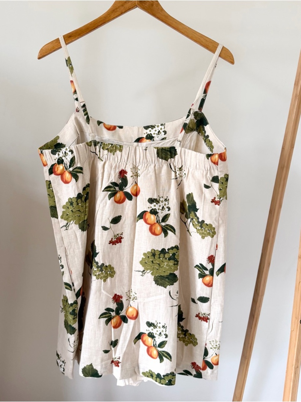 NWT Abercrombie & Fitch Linen Button Skort Mini Dress in Tan Fruit Pattern - L - Picture 7 of 8
